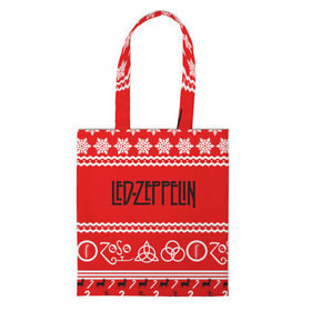 Сумка 3D повседневная с принтом Праздничный Led Zeppelin в Курске, 100% полиэстер | Плотность: 200 г/м2; Размер: 34×35 см; Высота лямок: 30 см | led zeppelin | блюз | группа | джимми пейдж | джон генри бонэм | джон пол джонс | знак | красный | лед зепелен | лед зеппелин | метал | надпись | новогодний | новый год | праздник | роберт плант | рождество