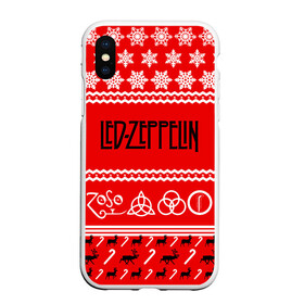 Чехол для iPhone XS Max матовый с принтом Праздничный Led Zeppelin в Курске, Силикон | Область печати: задняя сторона чехла, без боковых панелей | Тематика изображения на принте: led zeppelin | блюз | группа | джимми пейдж | джон генри бонэм | джон пол джонс | знак | красный | лед зепелен | лед зеппелин | метал | надпись | новогодний | новый год | праздник | роберт плант | рождество