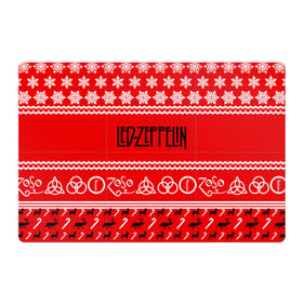 Магнитный плакат 3Х2 с принтом Праздничный Led Zeppelin в Курске, Полимерный материал с магнитным слоем | 6 деталей размером 9*9 см | led zeppelin | блюз | группа | джимми пейдж | джон генри бонэм | джон пол джонс | знак | красный | лед зепелен | лед зеппелин | метал | надпись | новогодний | новый год | праздник | роберт плант | рождество