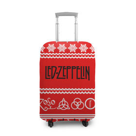 Чехол для чемодана 3D с принтом Праздничный Led Zeppelin в Курске, 86% полиэфир, 14% спандекс | двустороннее нанесение принта, прорези для ручек и колес | led zeppelin | блюз | группа | джимми пейдж | джон генри бонэм | джон пол джонс | знак | красный | лед зепелен | лед зеппелин | метал | надпись | новогодний | новый год | праздник | роберт плант | рождество