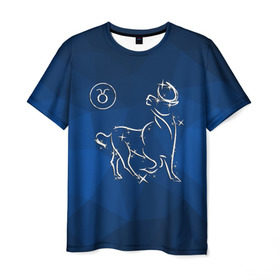 Мужская футболка 3D с принтом Телец в Курске, 100% полиэфир | прямой крой, круглый вырез горловины, длина до линии бедер | Тематика изображения на принте: taurus | звезды | знаки зодиака | космос | созвездие | телец