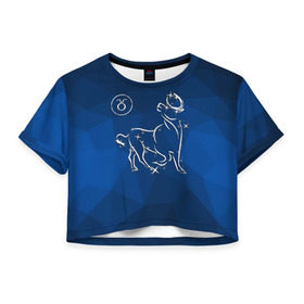 Женская футболка 3D укороченная с принтом Телец в Курске, 100% полиэстер | круглая горловина, длина футболки до линии талии, рукава с отворотами | taurus | звезды | знаки зодиака | космос | созвездие | телец