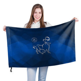 Флаг 3D с принтом Телец в Курске, 100% полиэстер | плотность ткани — 95 г/м2, размер — 67 х 109 см. Принт наносится с одной стороны | taurus | звезды | знаки зодиака | космос | созвездие | телец