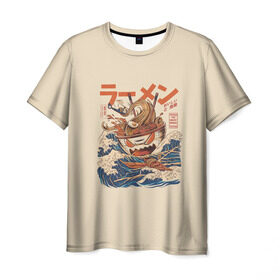 Мужская футболка 3D с принтом Рамэн в Курске, 100% полиэфир | прямой крой, круглый вырез горловины, длина до линии бедер | japan | monster | monsters | ramen | лапша | макароны | монстр | монстры | рамэн | япония