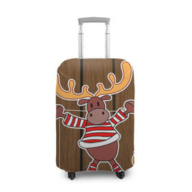 Чехол для чемодана 3D с принтом Мастерская Деда Мороза в Курске, 86% полиэфир, 14% спандекс | двустороннее нанесение принта, прорези для ручек и колес | зима | игрушки | лед | лось | олень | праздник | рога | снежинка | узор | украшения