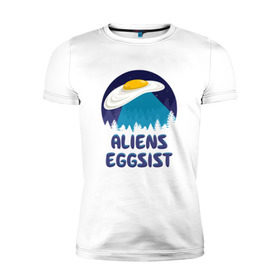 Мужская футболка премиум с принтом НЛО яйца в Курске, 92% хлопок, 8% лайкра | приталенный силуэт, круглый вырез ворота, длина до линии бедра, короткий рукав | инопланетяне | нло | секретные материалы | яйца