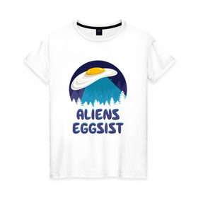 Женская футболка хлопок с принтом НЛО яйца в Курске, 100% хлопок | прямой крой, круглый вырез горловины, длина до линии бедер, слегка спущенное плечо | инопланетяне | нло | секретные материалы | яйца