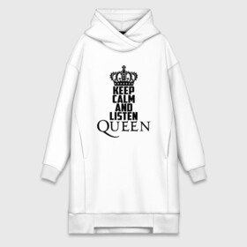 Платье-худи хлопок с принтом Keep calm and listen Queen в Курске,  |  | paul rodgers | queen | quen | брайан мэй | глэм | группа | джон дикон | квин | королева | куин | меркури | меркьюри | мэркури | поп | роджер тейлор | рок | фредди | фреди | хард | хардрок