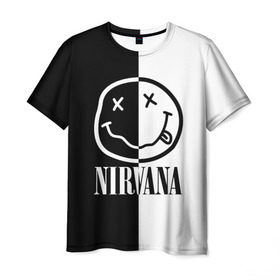 Мужская футболка 3D с принтом Nirvana в Курске, 100% полиэфир | прямой крой, круглый вырез горловины, длина до линии бедер | cobain | kurt | nirvana | альтернативный | гранж | грол | группа | дональд | кобейн | курт | музыка | музыкант | надпись | нервана | нирвана | новоселич | певец | рок | смайл | смайлик | солист | язык