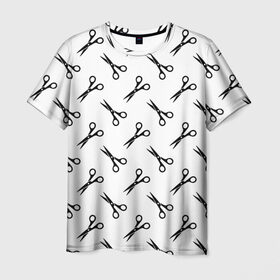 Мужская футболка 3D с принтом Ножницы в Курске, 100% полиэфир | прямой крой, круглый вырез горловины, длина до линии бедер | барбер | борода | ножницы | стрижка | усы