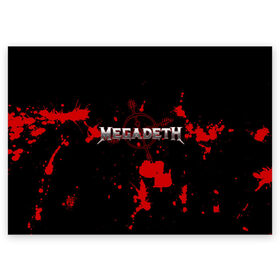 Поздравительная открытка с принтом Megadeth в Курске, 100% бумага | плотность бумаги 280 г/м2, матовая, на обратной стороне линовка и место для марки
 | megadet | megadeth | группа | дирк вербурен | дэвид эллефсон | дэйв мастейн | кико лоурейро | мегадет | мегадетх | метал | рок | трэш | трэшметал | тяжелый | хард | хардрок | хеви | хевиметал