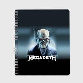 Тетрадь с принтом Megadeth в Курске, 100% бумага | 48 листов, плотность листов — 60 г/м2, плотность картонной обложки — 250 г/м2. Листы скреплены сбоку удобной пружинной спиралью. Уголки страниц и обложки скругленные. Цвет линий — светло-серый
 | megadeth |   megadet | группа | дирк вербурен | дэвид эллефсон | дэйв мастейн | кико лоурейро | мегадет | мегадетх | метал | рок | трэш | трэшметал | тяжелый | хард | хардрок | хеви | хевиметал