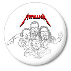 Значок с принтом Metallica в Курске,  металл | круглая форма, металлическая застежка в виде булавки | 