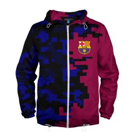 Мужская ветровка 3D с принтом FC Barca 2018 Creative uniform в Курске, 100% полиэстер | подол и капюшон оформлены резинкой с фиксаторами, два кармана без застежек по бокам, один потайной карман на груди | fc | fc barcelona | fcb | fly emirates | ronaldo | абстракция | барселона | геометрия | зож | клуб | линии | месси | модные | мяч | реал мадрид | спорт | спортивные | тренды | футбол | футбольный клуб | эмблема