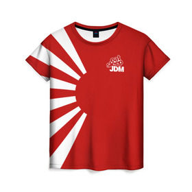 Женская футболка 3D с принтом JDM в Курске, 100% полиэфир ( синтетическое хлопкоподобное полотно) | прямой крой, круглый вырез горловины, длина до линии бедер | car | drift | japan | jdm | race | street | авто | автомобиль | гонки | дрифт | король | машина | флаг | япония