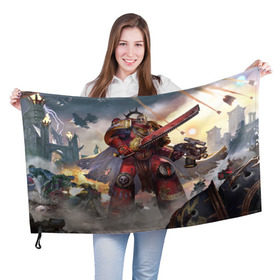 Флаг 3D с принтом Warhammer 40000 в Курске, 100% полиэстер | плотность ткани — 95 г/м2, размер — 67 х 109 см. Принт наносится с одной стороны | crusade | eternal | броня | воины | воители | доспехи | игры | фантастика | фэнтези