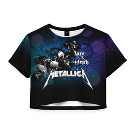 Женская футболка 3D укороченная с принтом Metallica в Курске, 100% полиэстер | круглая горловина, длина футболки до линии талии, рукава с отворотами | american | band | cliff burton | dave mustaine | hard | james hatfield | jason newsted | kirk hammett | lars ulrich | metal | metallica | robert trujillo | rock | ron mcgowney | thrash | американская | джеймс хэтфилд | ларс ул | метал группа | трэш метал 