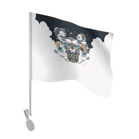 Флаг для автомобиля с принтом SKULL JAPAN в Курске, 100% полиэстер | Размер: 30*21 см | arrow | skull | белый | девушка | линии | маски.кот | модные | небо | облако | синий | скелет | стимпанк | стрелы | череп | яркие