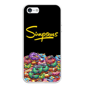 Чехол для iPhone 5/5S матовый с принтом SIMPSONS в Курске, Силикон | Область печати: задняя сторона чехла, без боковых панелей | simpsons | еда | пончики | симпсоны