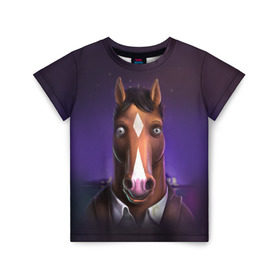 Детская футболка 3D с принтом BoJack в Курске, 100% гипоаллергенный полиэфир | прямой крой, круглый вырез горловины, длина до линии бедер, чуть спущенное плечо, ткань немного тянется | bojack horseman | конь боджек | лошадь боджек