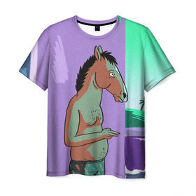 Мужская футболка 3D с принтом BoJack в Курске, 100% полиэфир | прямой крой, круглый вырез горловины, длина до линии бедер | Тематика изображения на принте: bojack horseman | конь боджек | лошадь боджек