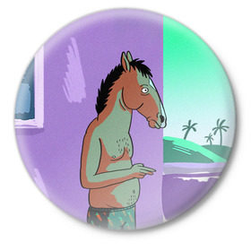 Значок с принтом BoJack в Курске,  металл | круглая форма, металлическая застежка в виде булавки | Тематика изображения на принте: bojack horseman | конь боджек | лошадь боджек