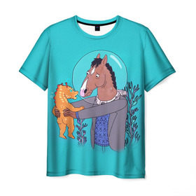 Мужская футболка 3D с принтом BoJack в Курске, 100% полиэфир | прямой крой, круглый вырез горловины, длина до линии бедер | bojack horseman | конь боджек | лошадь боджек