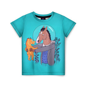 Детская футболка 3D с принтом BoJack в Курске, 100% гипоаллергенный полиэфир | прямой крой, круглый вырез горловины, длина до линии бедер, чуть спущенное плечо, ткань немного тянется | Тематика изображения на принте: bojack horseman | конь боджек | лошадь боджек