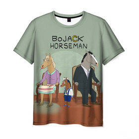 Мужская футболка 3D с принтом BoJack в Курске, 100% полиэфир | прямой крой, круглый вырез горловины, длина до линии бедер | Тематика изображения на принте: bojack horseman | конь боджек | лошадь боджек