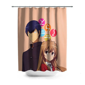 Штора 3D для ванной с принтом ToraDora в Курске, 100% полиэстер | плотность материала — 100 г/м2. Стандартный размер — 146 см х 180 см. По верхнему краю — пластиковые люверсы для креплений. В комплекте 10 пластиковых колец | aisaka | taiga | toradora | торадора