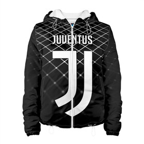 Женская куртка 3D с принтом JUVENTUS STRIPES STYLE в Курске, ткань верха — 100% полиэстер, подклад — флис | прямой крой, подол и капюшон оформлены резинкой с фиксаторами, два кармана без застежек по бокам, один большой потайной карман на груди. Карман на груди застегивается на липучку | Тематика изображения на принте: fc | juventus | спорт | спортивные | фк | футбол | ювентус