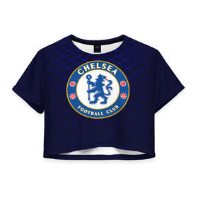 Женская футболка 3D укороченная с принтом Chelsea 2018 Uniform в Курске, 100% полиэстер | круглая горловина, длина футболки до линии талии, рукава с отворотами | Тематика изображения на принте: 