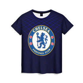 Женская футболка 3D с принтом Chelsea 2018 Uniform в Курске, 100% полиэфир ( синтетическое хлопкоподобное полотно) | прямой крой, круглый вырез горловины, длина до линии бедер | 