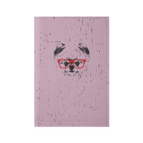 Обложка для паспорта матовая кожа с принтом Немецкий шпиц в очках в Курске, натуральная матовая кожа | размер 19,3 х 13,7 см; прозрачные пластиковые крепления | Тематика изображения на принте: домашние животные | пес | собака