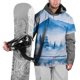 Накидка на куртку 3D с принтом Зимний пейзаж в Курске, 100% полиэстер |  | Тематика изображения на принте: арт | елки | зима | картина | краски | лес | пейзаж | природа