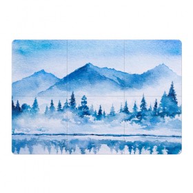 Магнитный плакат 3Х2 с принтом Зимний пейзаж в Курске, Полимерный материал с магнитным слоем | 6 деталей размером 9*9 см | арт | елки | зима | картина | краски | лес | пейзаж | природа