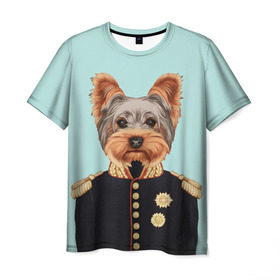 Мужская футболка 3D с принтом Йоркширский терьер в форме в Курске, 100% полиэфир | прямой крой, круглый вырез горловины, длина до линии бедер | домашние животные | пес | собака | терьер