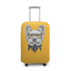 Чехол для чемодана 3D с принтом Йоркширский терьер_в очках в Курске, 86% полиэфир, 14% спандекс | двустороннее нанесение принта, прорези для ручек и колес | домашние животные | пес | собака | терьер