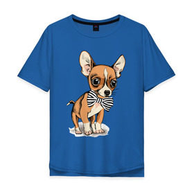 Мужская футболка хлопок Oversize с принтом Чихуахуа с бабочкой в Курске, 100% хлопок | свободный крой, круглый ворот, “спинка” длиннее передней части | Тематика изображения на принте: домашние животные | пес | песик | собака | собачка | чихуахуа