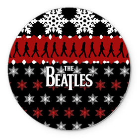 Коврик круглый с принтом Праздничный The Beatles в Курске, резина и полиэстер | круглая форма, изображение наносится на всю лицевую часть | beatles | the beatles | бител | битлз | битлс | битлы | группа | джон леннон | джордж харрисон | жуки | знак | красный | ливерпульская четвёрка | мерсибит | надпись | новогодний | новый год | пол маккартни | поп