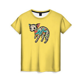 Женская футболка 3D с принтом Внутри чихуахуа в Курске, 100% полиэфир ( синтетическое хлопкоподобное полотно) | прямой крой, круглый вырез горловины, длина до линии бедер | домашние животные | пес | песик | собака | собачка | чихуахуа