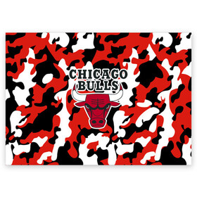 Поздравительная открытка с принтом CHICAGO BULLS | ЧИКАГО БУЛЛС в Курске, 100% бумага | плотность бумаги 280 г/м2, матовая, на обратной стороне линовка и место для марки
 | камуфляж | красный | чикаго буллс