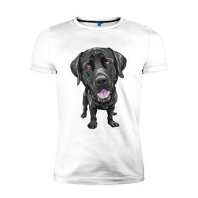 Мужская футболка премиум с принтом Черный лабрадор в Курске, 92% хлопок, 8% лайкра | приталенный силуэт, круглый вырез ворота, длина до линии бедра, короткий рукав | домашние животные | лабрадоры | пес | песик | ретриверы | собака | собачка