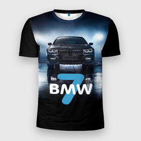 Мужская футболка 3D спортивная с принтом BMW 7 series в Курске, 100% полиэстер с улучшенными характеристиками | приталенный силуэт, круглая горловина, широкие плечи, сужается к линии бедра | 7 серия | авто | автомобиль | бмв | бумер | машина | суперкар | тачка