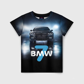 Детская футболка 3D с принтом BMW 7 series в Курске, 100% гипоаллергенный полиэфир | прямой крой, круглый вырез горловины, длина до линии бедер, чуть спущенное плечо, ткань немного тянется | 7 серия | авто | автомобиль | бмв | бумер | машина | суперкар | тачка