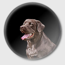 Значок с принтом Лабрадор_арт_2 в Курске,  металл | круглая форма, металлическая застежка в виде булавки | домашние животные | лабрадор | пес | песик | ретривер | собака | собачка