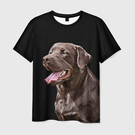 Мужская футболка 3D с принтом Лабрадор_арт_2 в Курске, 100% полиэфир | прямой крой, круглый вырез горловины, длина до линии бедер | домашние животные | лабрадор | пес | песик | ретривер | собака | собачка