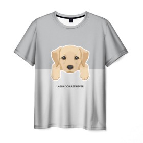 Мужская футболка 3D с принтом Лабрадор щенок в Курске, 100% полиэфир | прямой крой, круглый вырез горловины, длина до линии бедер | домашние животные | лабрадор | пес | песик | ретривер | собака | собачка