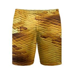 Мужские шорты 3D спортивные с принтом gold bricks в Курске,  |  | geometry | геометрия | грань | кубик | кубики | мозаика | ребро | текстура | тени