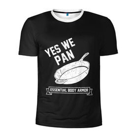 Мужская футболка 3D спортивная с принтом Yes We Pan в Курске, 100% полиэстер с улучшенными характеристиками | приталенный силуэт, круглая горловина, широкие плечи, сужается к линии бедра | Тематика изображения на принте: pan | protection